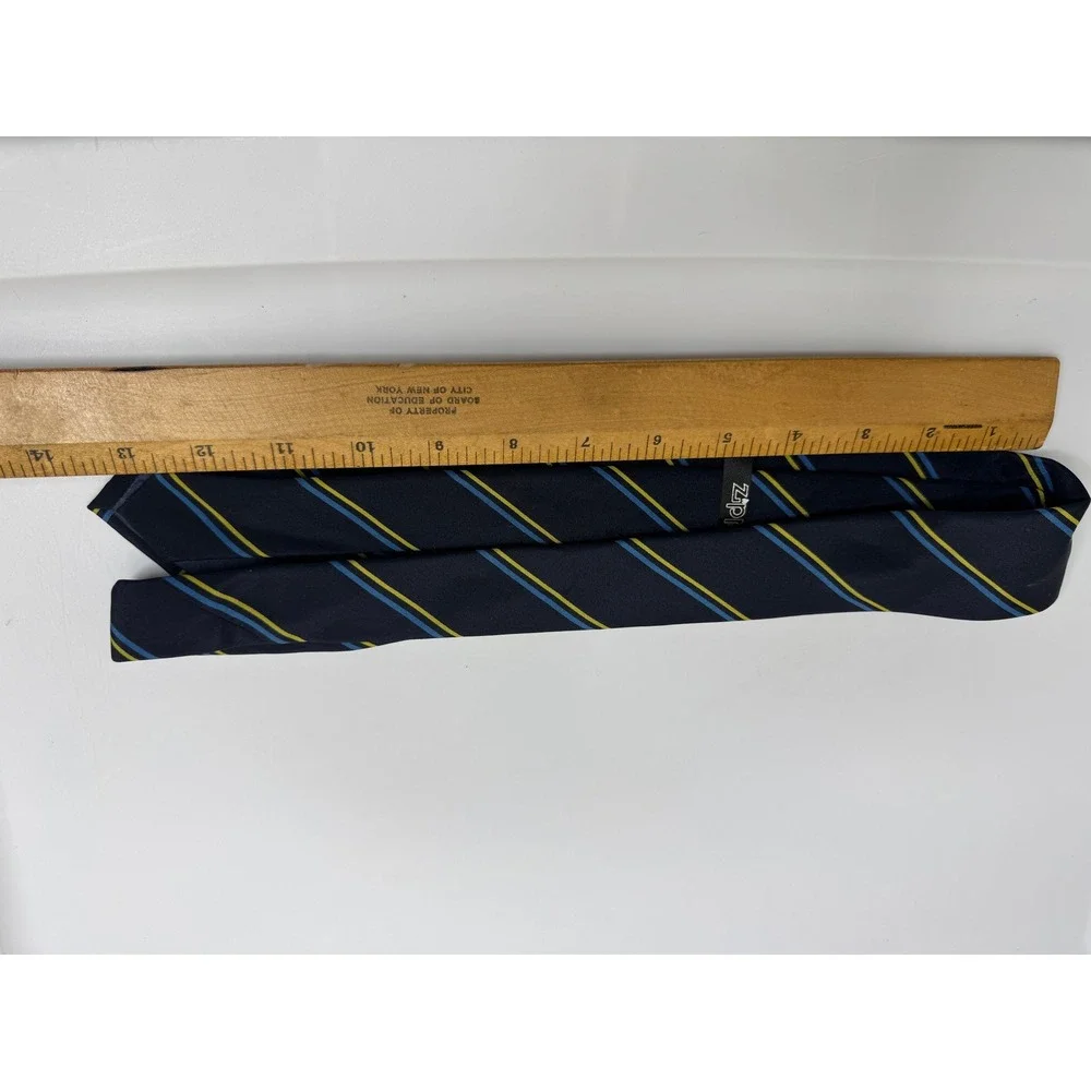 Vintage Zippo Navy Blue‎ Striped Silk Neck Tie Mens Made in Italy